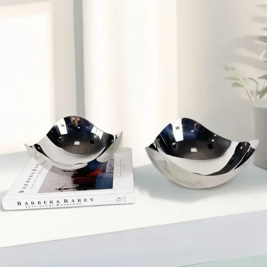 

Simple Modern Stainless Steel Fruit Tray Geometric Mirror Living Room Coffee Table Desktop Food Storage Plate Home Decorations