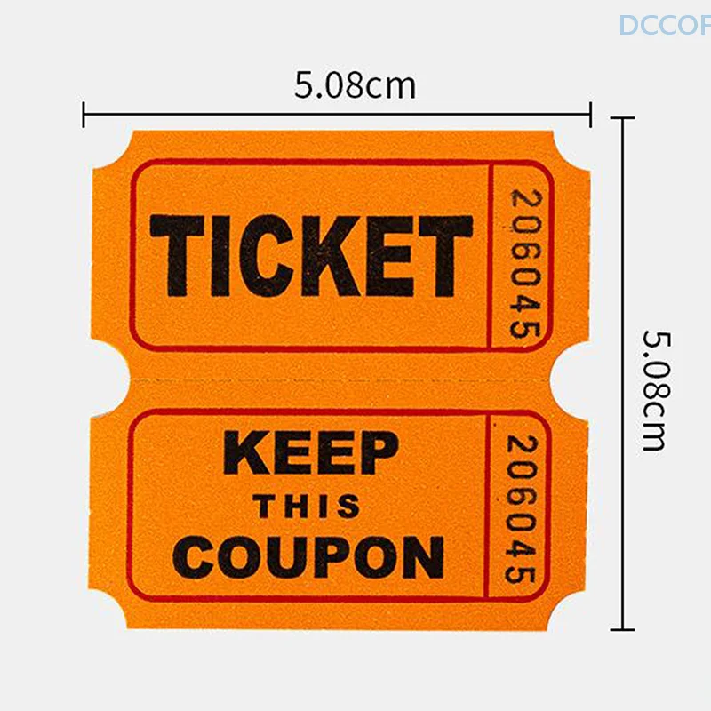 Billets de loterie pour salle d'irritation, rouleau de papier unique, décalcomanies attro, événements, convocation, 100 pièces