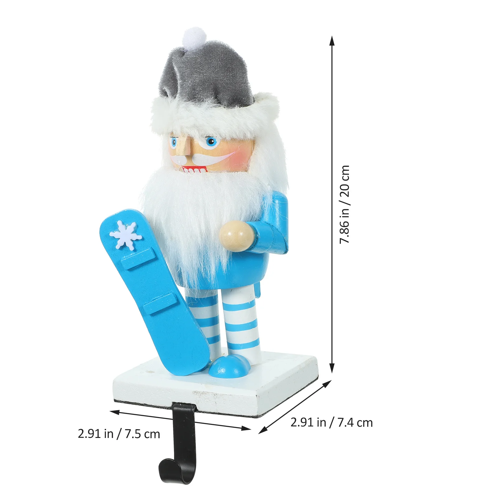 

1Set Xmas Stocking Hook Wood Zinc Alloy Snowman Santa Claus Fireplace Hanging Holder Christmas Gift Decoration