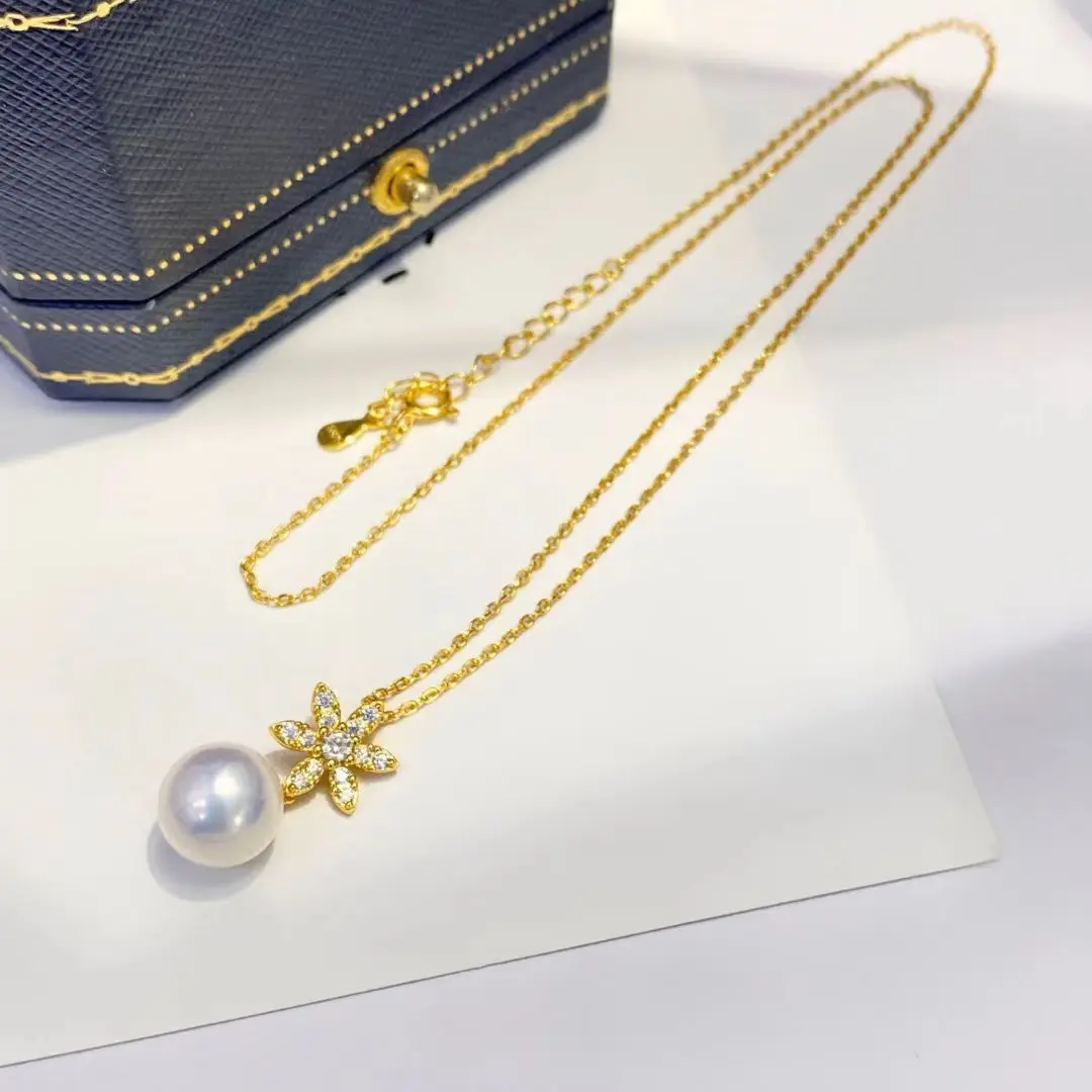 S925 Sterling Silver Necklace Findings Jewelry Base Settings Mountings Parts Mounts for 8-12mm Pearls Stones 5pcs/lot