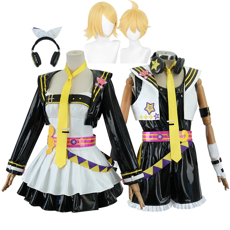 

Rin Len Cosplay Costume Headset Wig Vtuber Cosplay Women Men Halloween Carnival Party Role Playing Outfits
