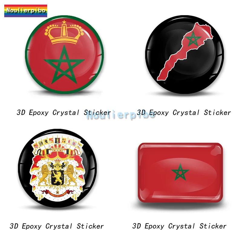 

3D Epoxy Resin Morocco Flag Emblem Badge Car Dome Sticker Car Bumper Window Motorcycle Laptop Trolley Case Vinyl Phone Sticker