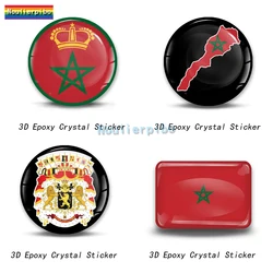 3D Epoxy Resin Morocco Flag Emblem Badge Car Dome Sticker Car Bumper Window Motorcycle Laptop Trolley Case Vinyl Phone Sticker