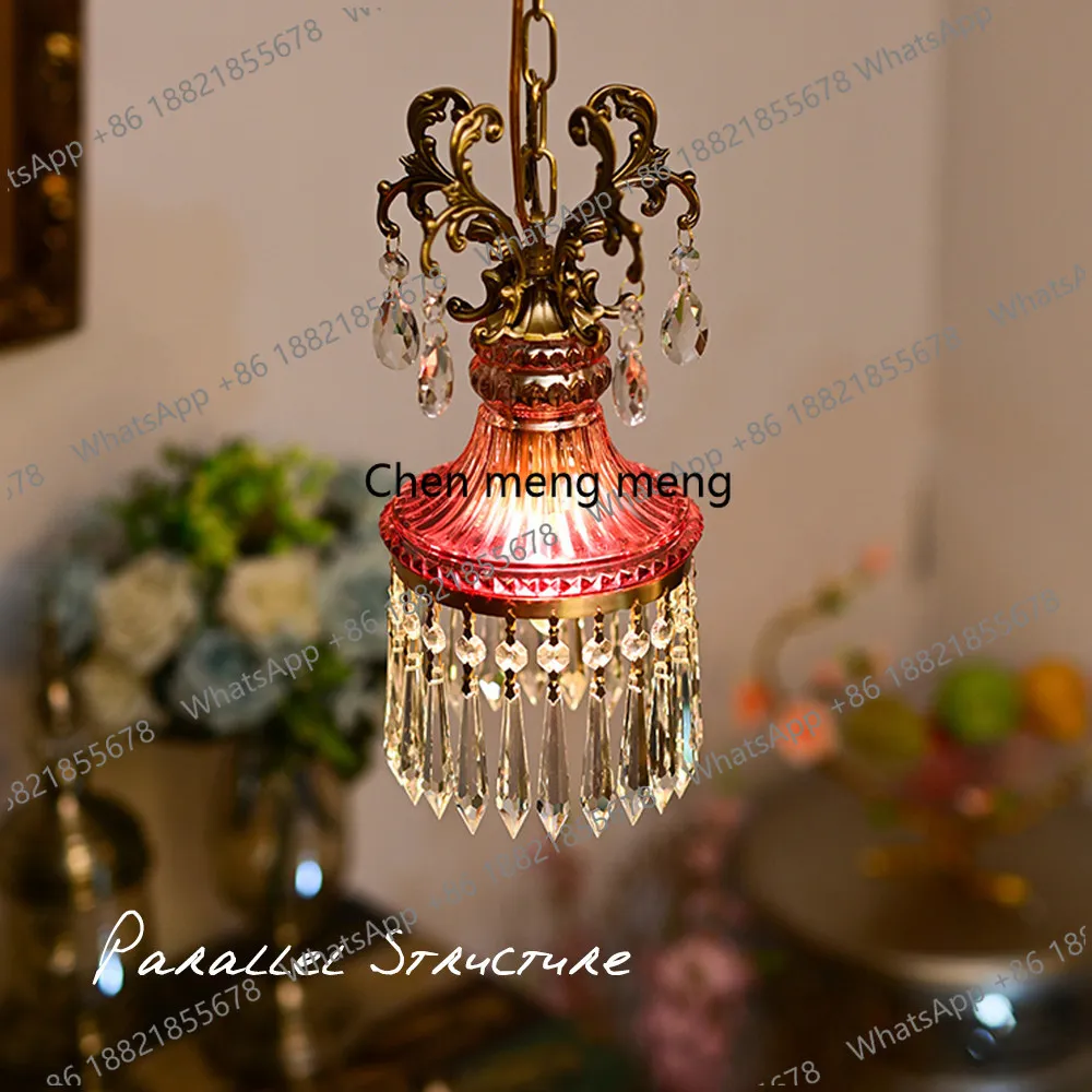 

French small chandelier atmosphere retro wine glass all copper bedside entrance aisle foyer corridor