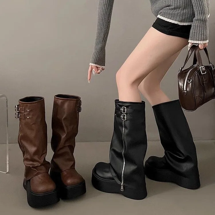 Fashion Round Head Stretch Sock Boots 2025 Summer Thick Heel Elastic Socks Boots New Medium Tube High Heels Simple Ankle Boots view 6