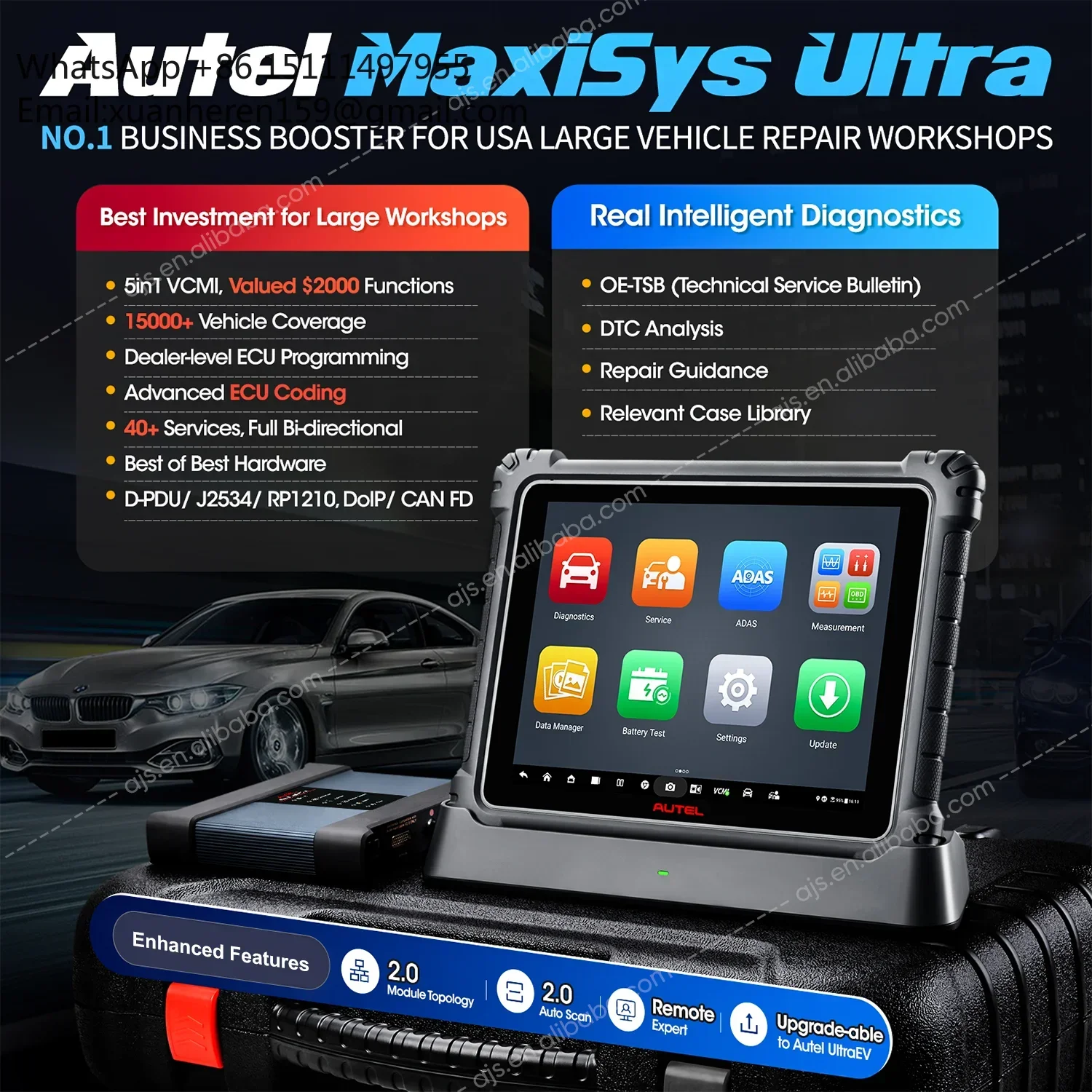 Autel Maxisys Ultra OB2 OBD2 40+ Full Service ECU Programming Intelligent Auto Diagnostic Tool Scanner With 5-in-1 VCMI