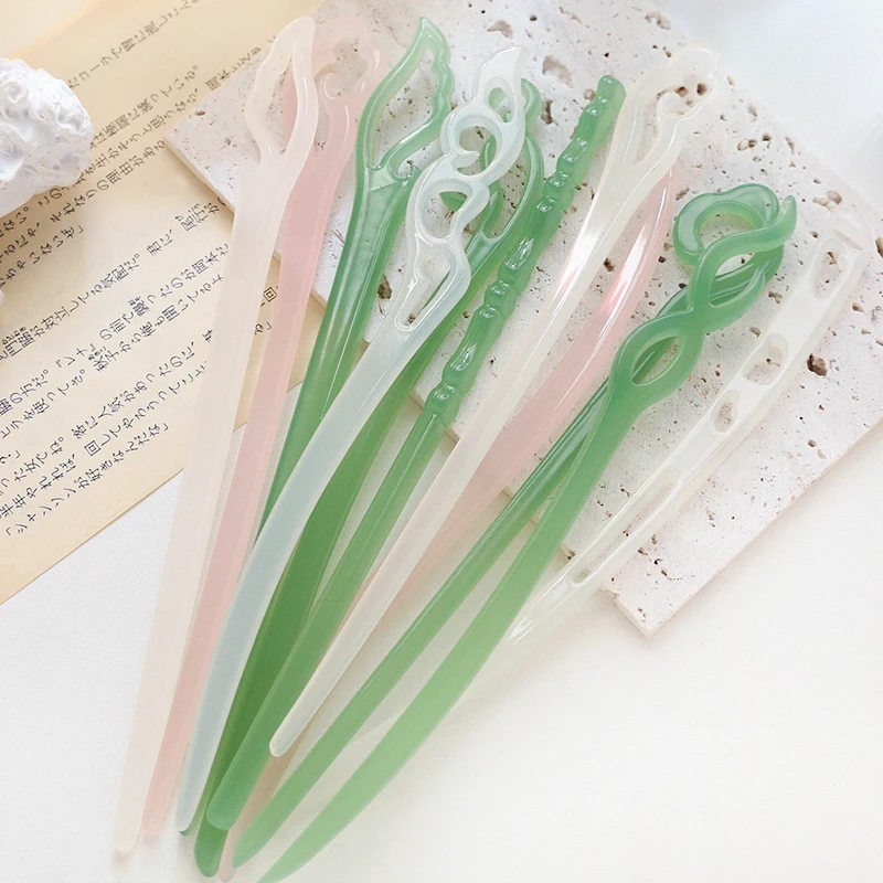 6pcs Acetic Acid Hairpin Simple Ancient Style Hairpin All-match Daily Headwear Modern Hairpin Children One-word Hairpin