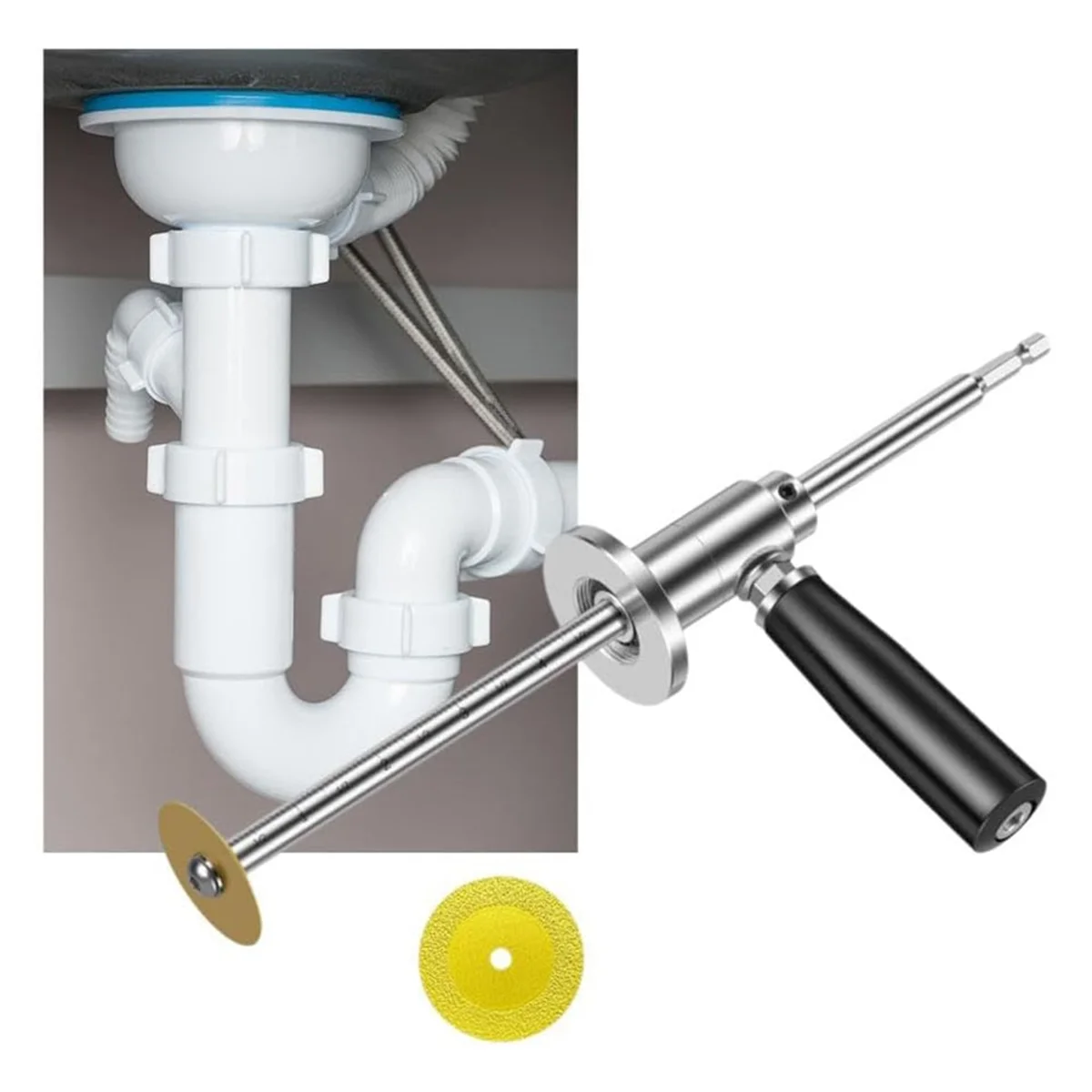 

AA98 Inside Pipe Cutter for PVC Pipe Cutter,for 1-1/2In to 8In PVC Pipe, 7inch Adjustable Cutting Depth with Cutting Wheel