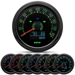 Wasserdichter 85 mm GPS-Tachometer mit GPS-Antenne, 7-Farben-Hintergrundbeleuchtung für Motorrad, Marine, Boot, Auto, LKW, Geschwindigkeitsmesser, 12 V, 24 V