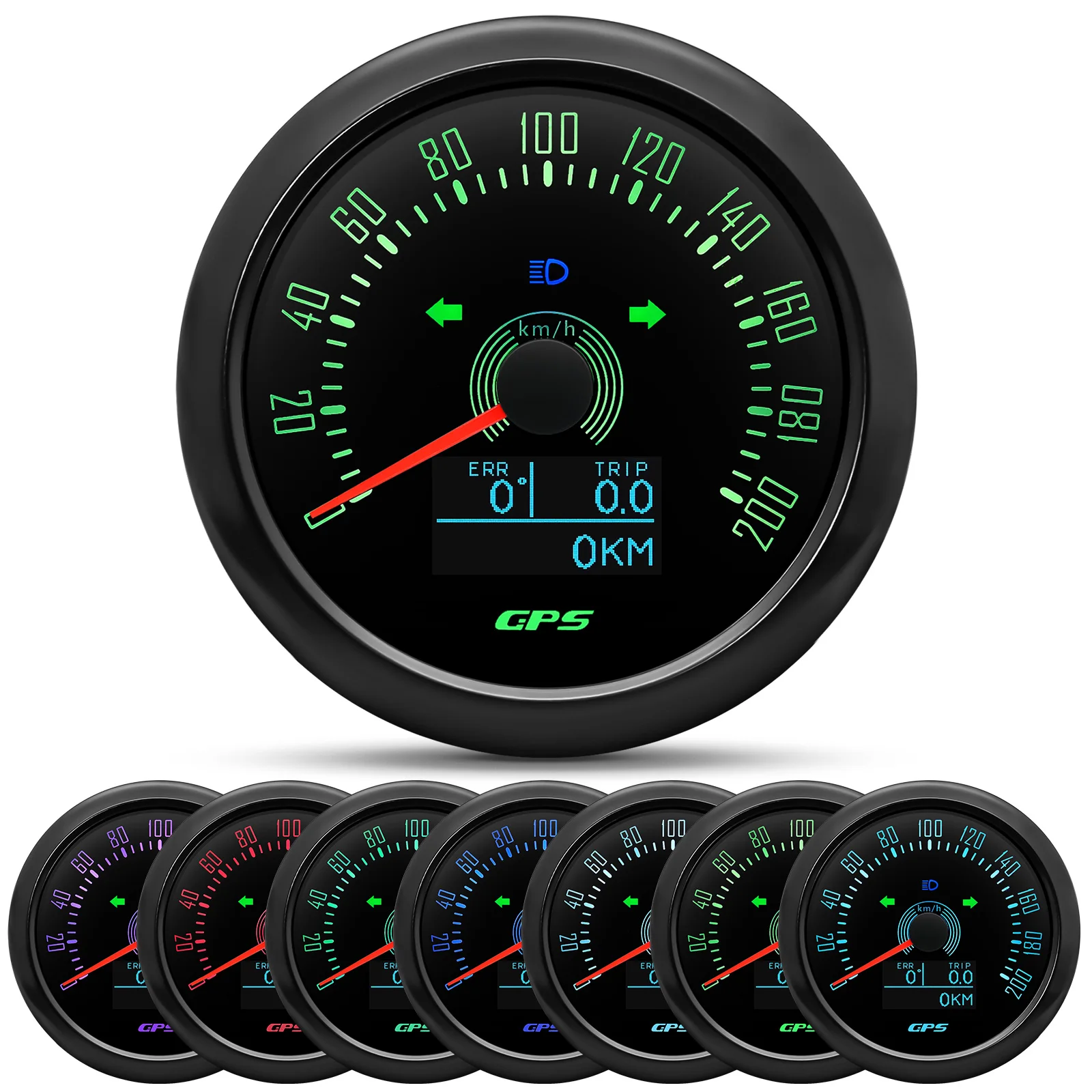 Wodoodporny prędkościomierz GPS 85MM z anteną GPS 7-kolorowe podświetlenie do motocykli Łódź morska Samochód ciężarowy Prędkościomierz 12V24V