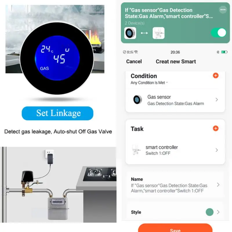 Tuya Intelligente Wifi Draadloze Gaslek Detector Smart Home Natuurlijke Gas Brandbaar Gas Lekkage Gas Detector Smart Leven App