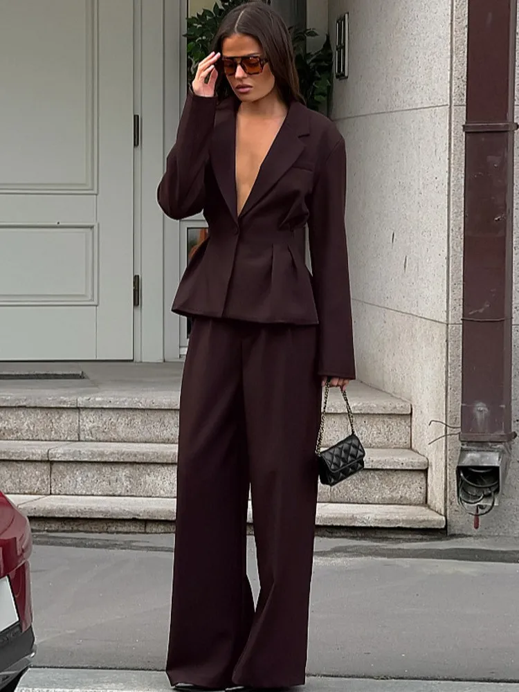 2026 مجموعة أزياء للنساء 2 قطعة مجموعات جديدة مطابقة قطعتين مجموعات طويلة الأكمام السترة بلوزات وسراويل الدعاوى وتتسابق الملابس