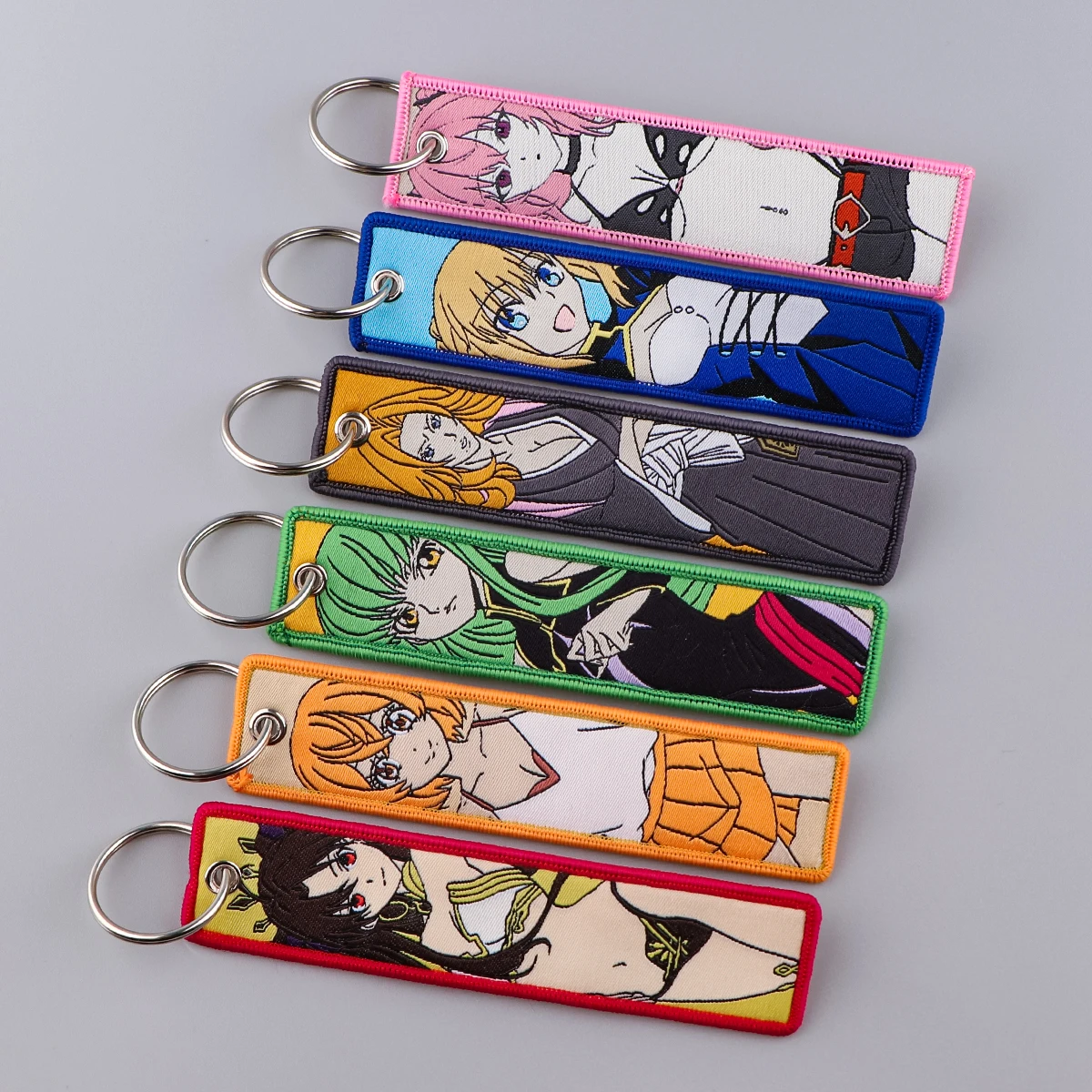 Cool Anime Key Tag Collection Embroidery Key Chain For Motorcycles Cars Backpack Chaveiro Key Ring For Friends Gifts
