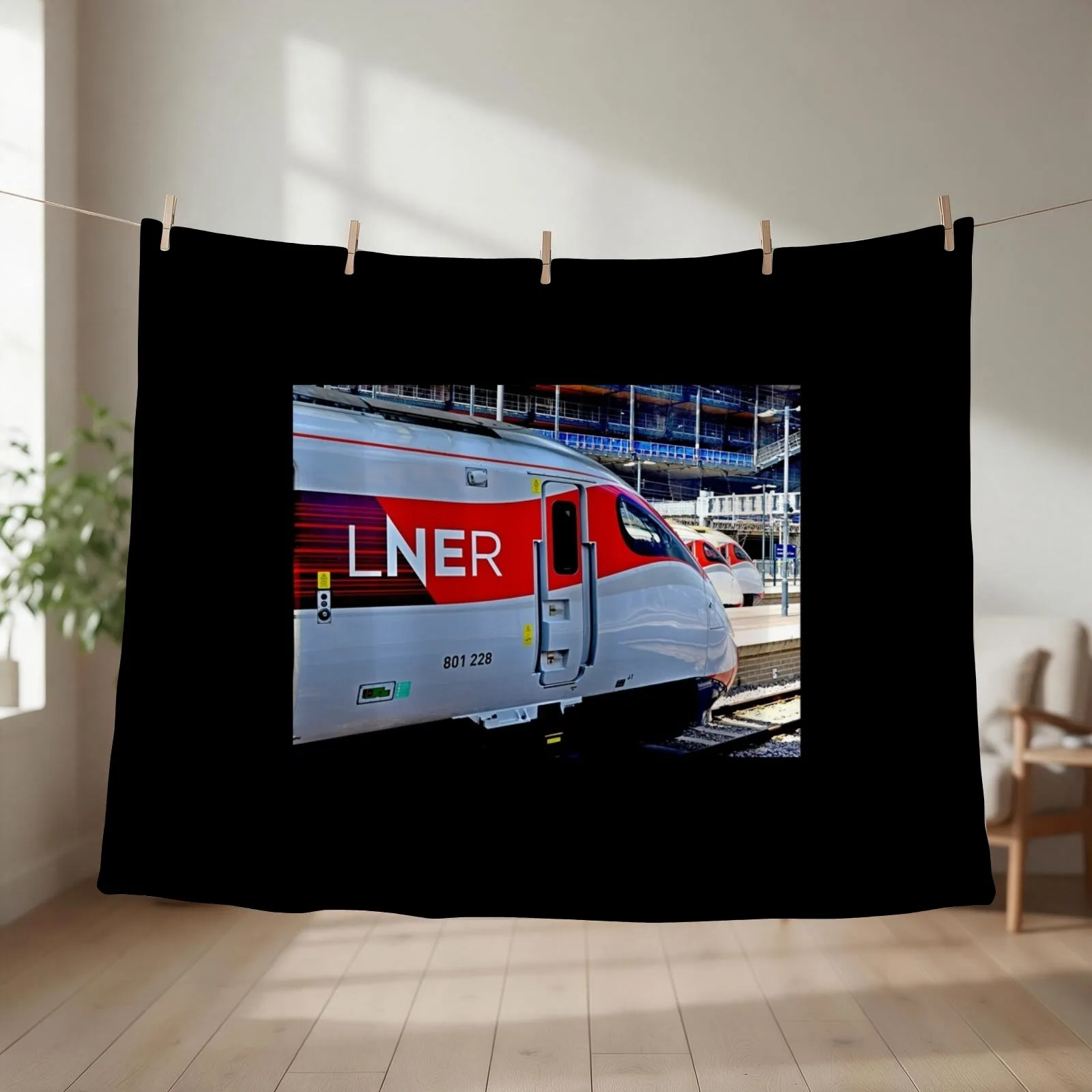 LNER Azuma 801 high speed trains at King's Cross Station Throw Blanket couch cozy soft plush fuzzy picnic outdoor blanket