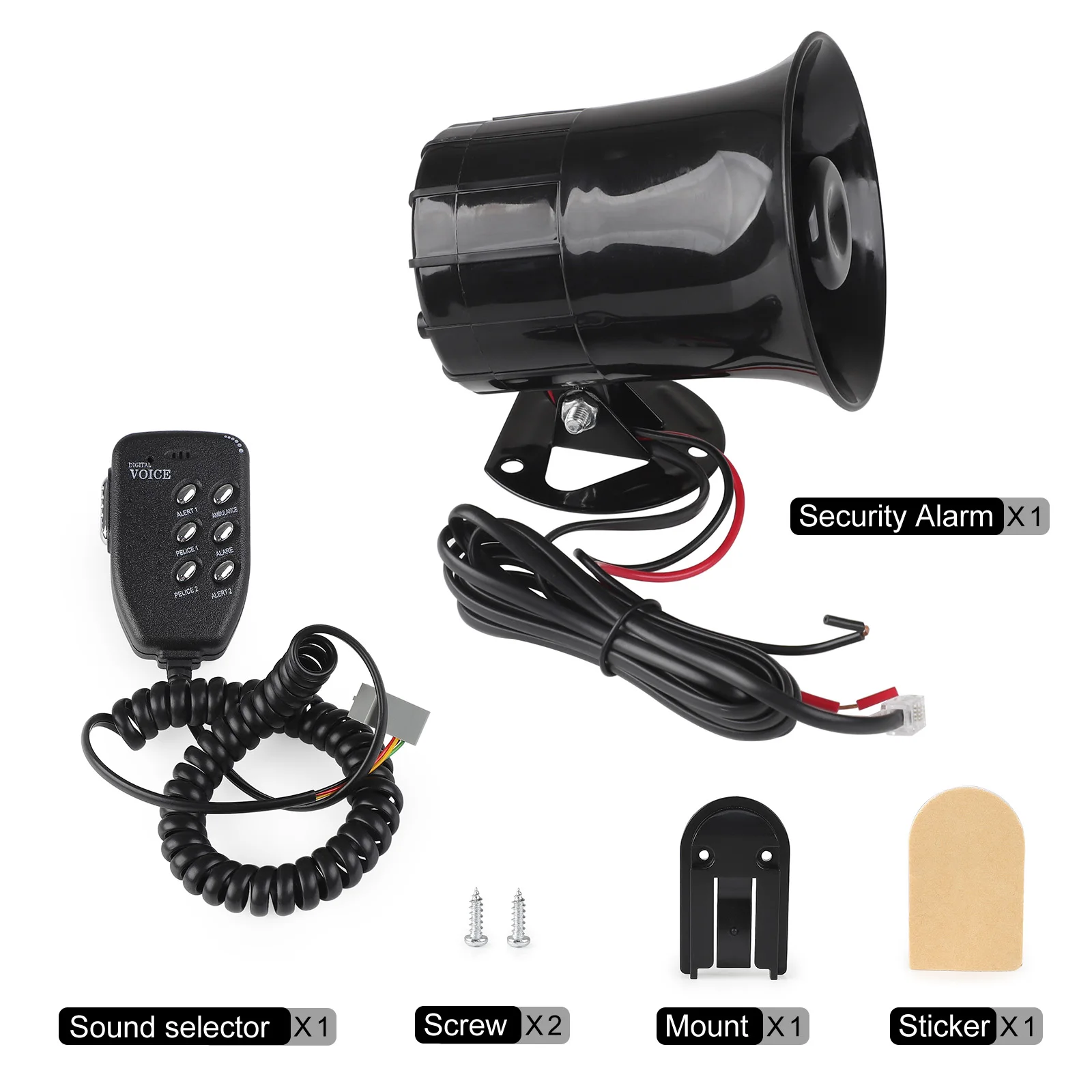 

100W Car Motorcycle Megaphone 6 Tone Loud Speaker Traditional Hooter Ringing Alarm Ambulance Blaring Police Siren Speaker