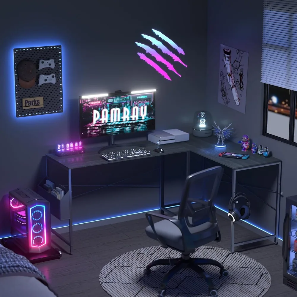 47 Inch Computer Desk for Small Spaces with Storage Bag, Home Office Work Desk with Headphone Hook