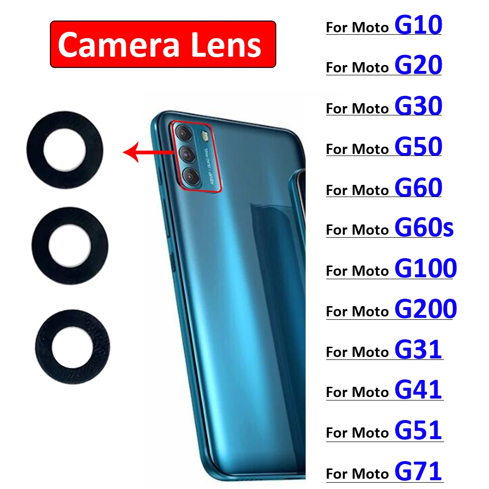 New Camera Glass For Moto G10 G20 G30 G50 G60 G60s G31 G41 G51 G71 G100 G200 5G Rear Back Camera glass Lens With Glue Adhesive