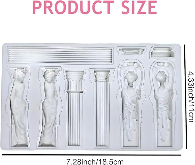Greek Column Silicone Mold Classical Architecture Sculpture Roman Pillars and Goddess Design for Cake Decoration Resin Crafts