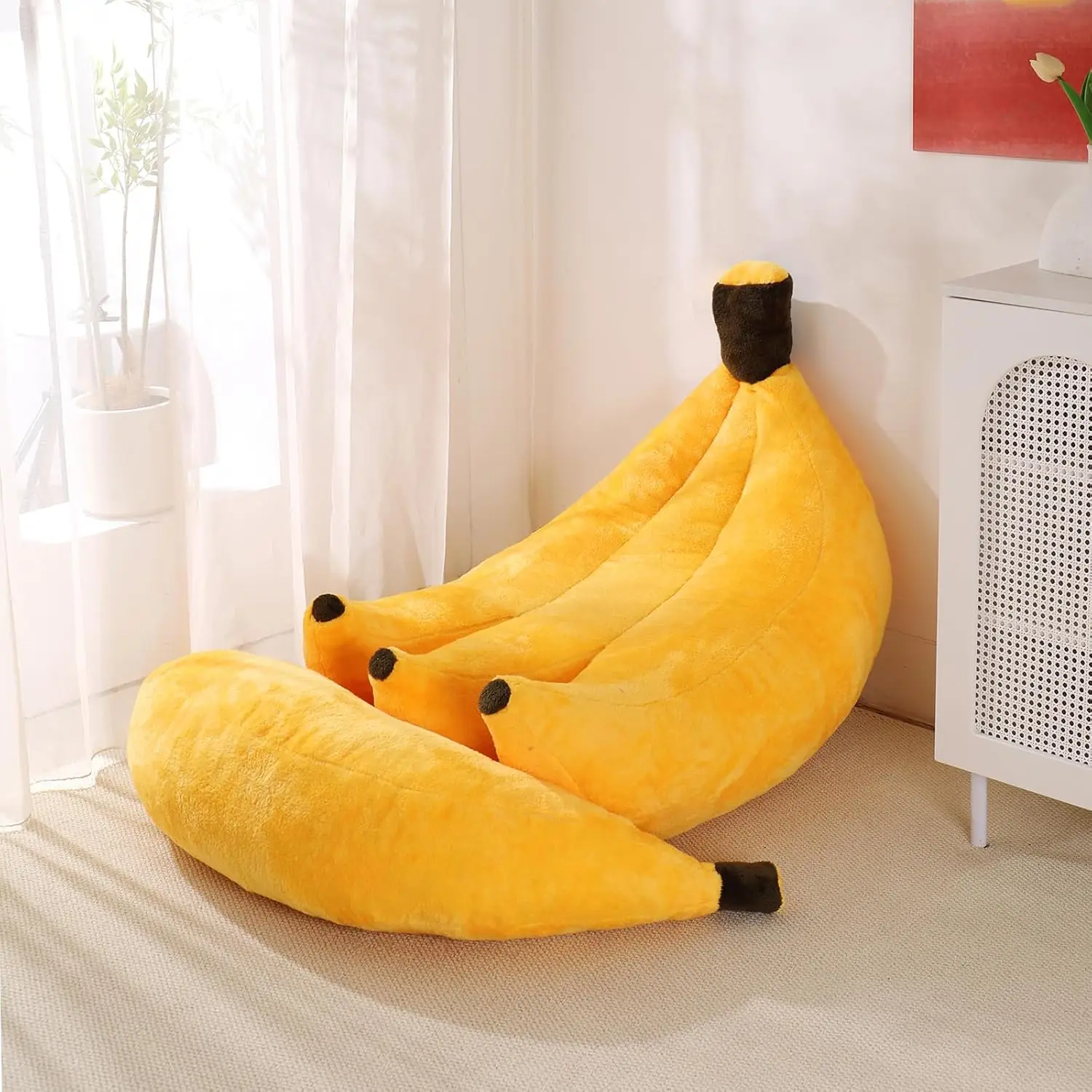 Banana Bean Bag Chair with Ottoman, Convertible Floor Sofa B