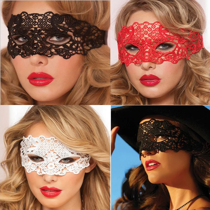 Red Sexy Lace Half Face Mask Jewelry Adult Princess Eye Mask Female Halloween Prop Performance