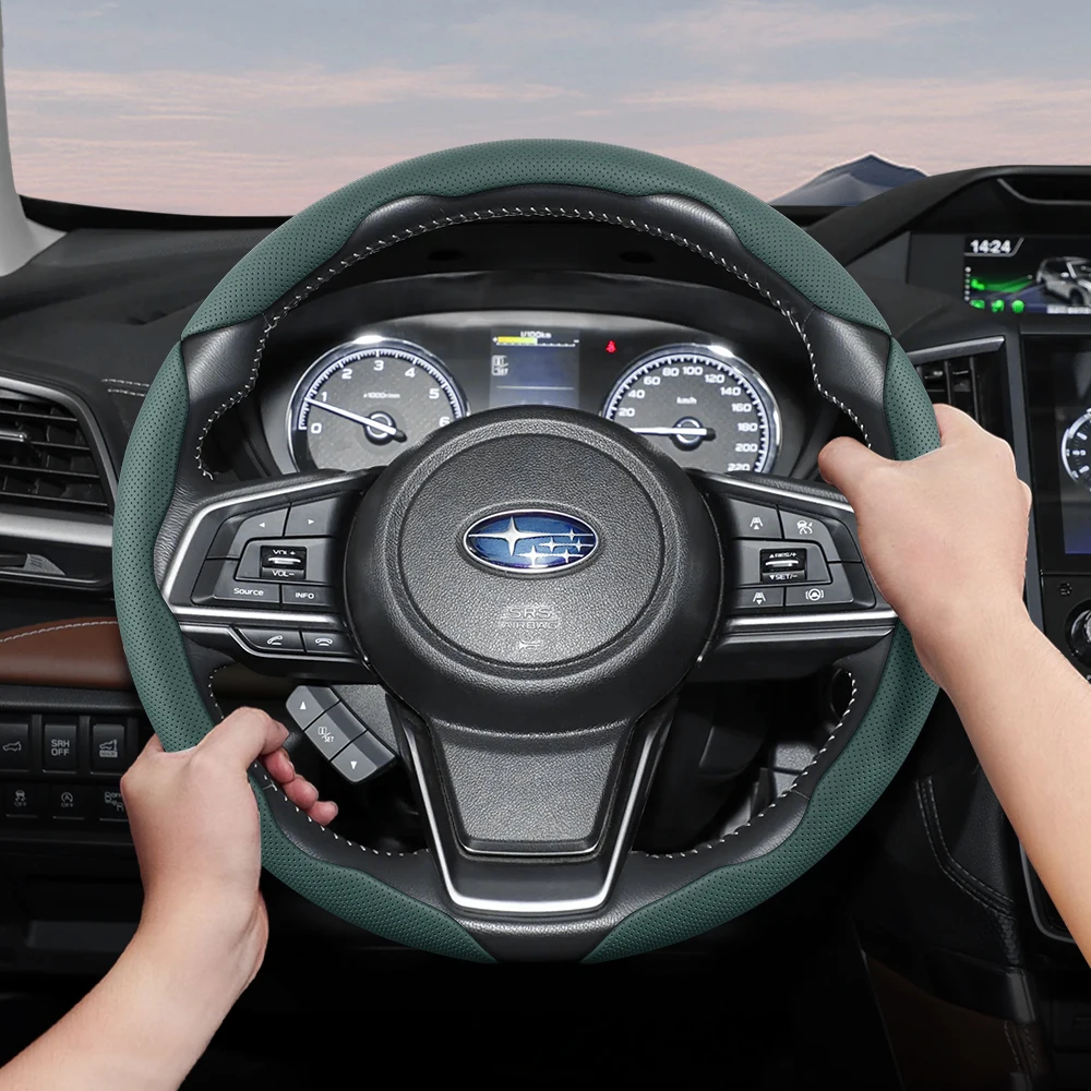 

Suitable for SUBARU Breathable Hole Leather Steering Wheel Cover Segmented Outback Forester Impreza Ascent Crosstrek Legacy WRX