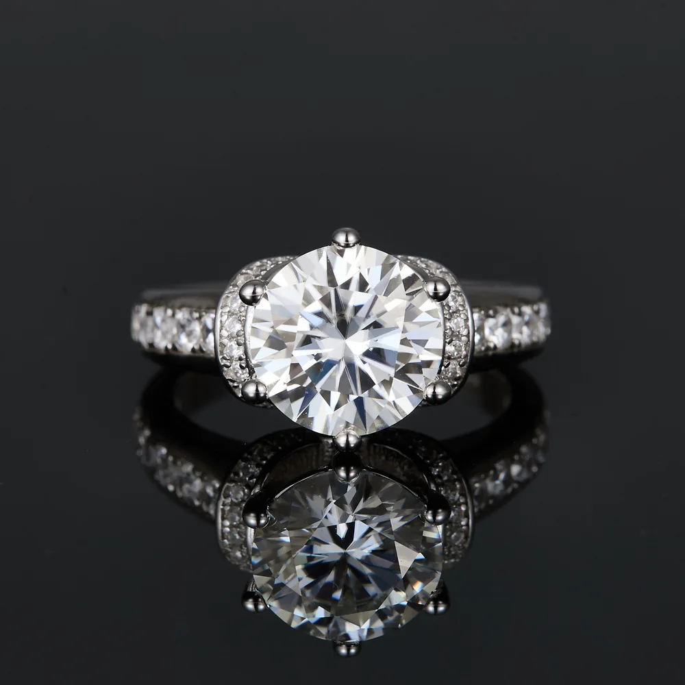 

Элегантное кольцо с муассанитом 3 карата для женщин, серебро S925, сверкающее круглое кольцо с муассанитом, свадебное кольцо, подарок на годовщину с сертификатом GRA