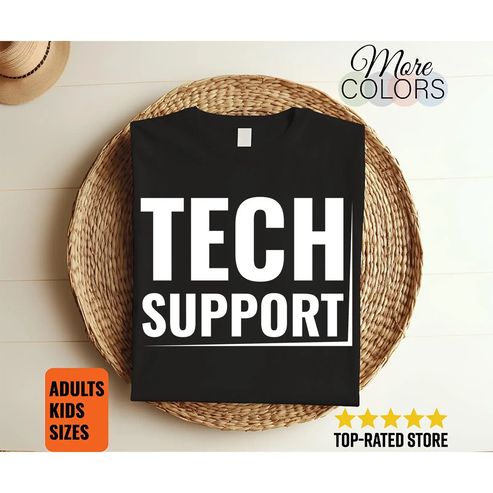 Tech Support T Shirt Funny IT Nerd Geek Computer Helpdesk Humor Programmer  vintage Washed fashion Casual Versatile streetwear