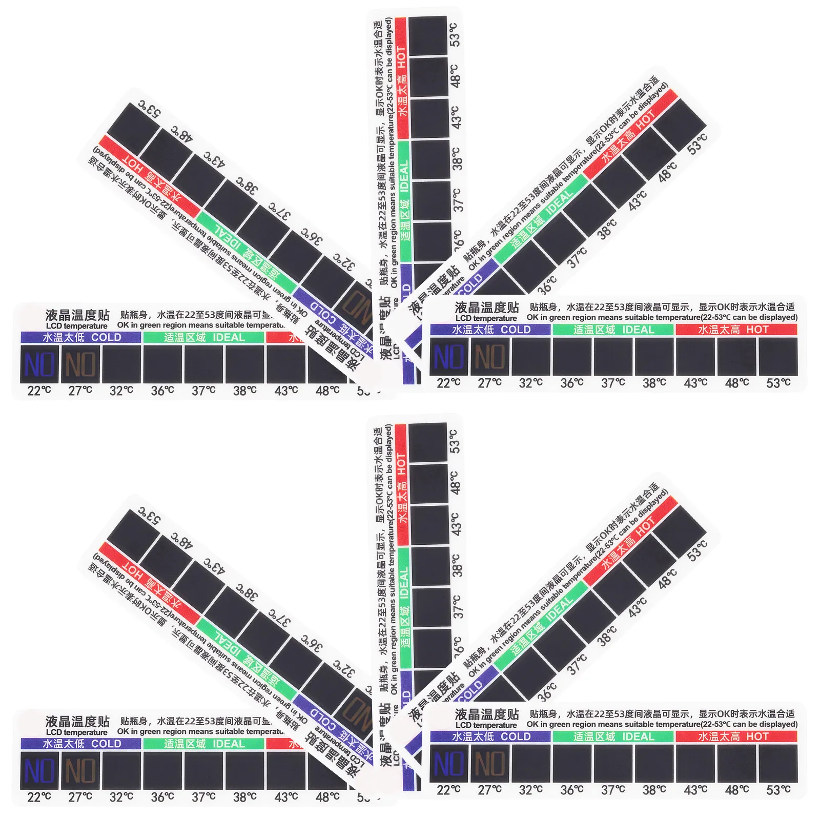 

10Pcs Adhesive Thermometer Strip Saline Water Temperature Sticker for Cup Bottle Body Temperature Gauge Fever