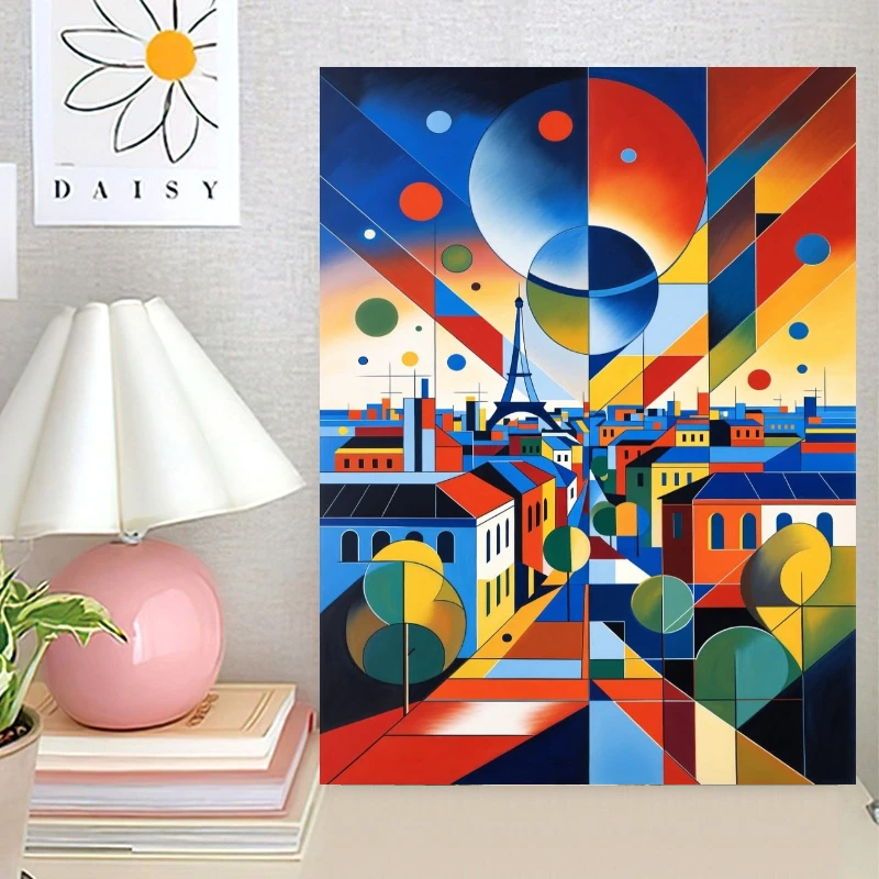 Geometric Paris Eiffel Tower Cityscape Jigsaw Puzzle 500/1000/1200/2000 PCS Wall Decor for Living Room Bedroom Gift No Frame