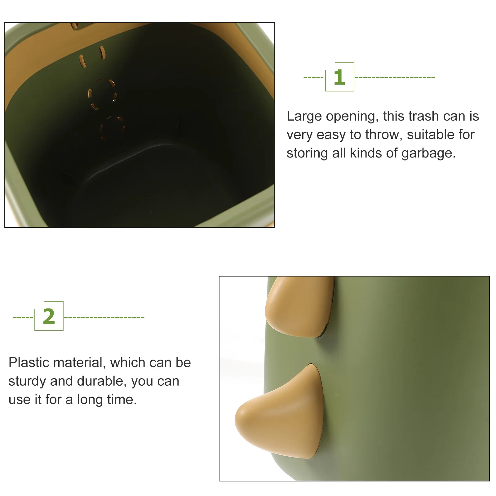 

Plastic Cartoon Dinosaur Garbage Can Large Opening Multi-Function Trash Bin for Home Kitchen Office Study