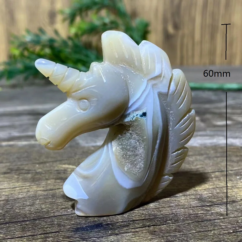 Crystal Natural Agate Unicorn Carving Dream Rainbow Beauty Stone Quartz Decoration Reiki Gemstone High Quality Beauty Healing
