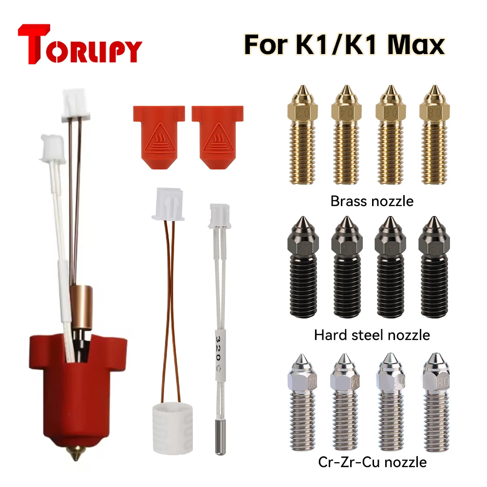 For Creality K1/K1Max Nozzle Hotend Metal Ceramic Heating Block Nozzle Hot Bed Extruder High Speed For 3D Printer Accessories