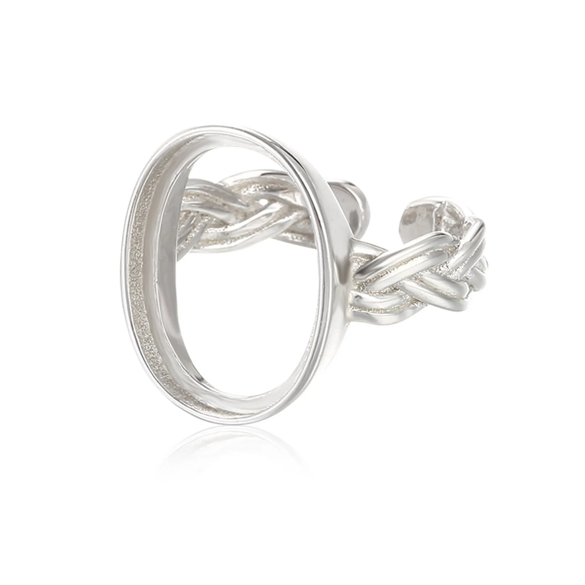 

Ring Blank for 12x16mm Oval Cabochons Ring Setting White Gold Plated 925 Silver Adjustable Ring Base