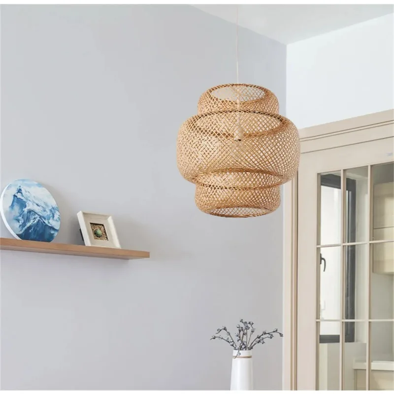 

Modern Design Bamboo Hand Woven Art Chandelier Dining Rroom Decorative Bamboo Lantern Chandelier for Bedroom Home Lighting Shade