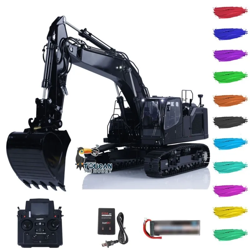 Metal RTR 1/14 LESU LR945 Upgraded RC Hydraulic Excavator Model PL18EVLite Quick Release Coupler Lights Construction Vehicle Toy
