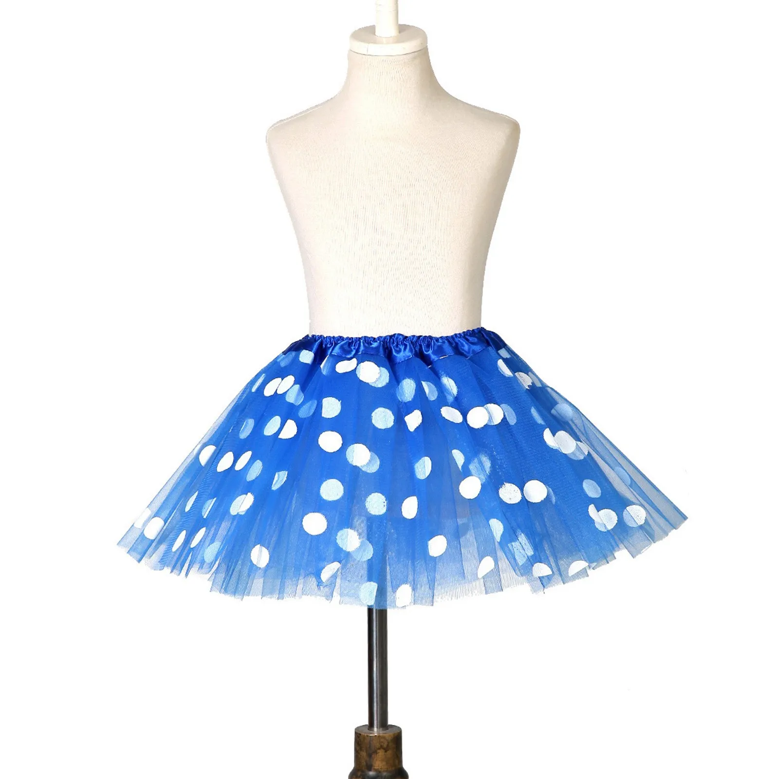 Vintage Fashion Polka Dot Printed Tutu Skirt Adult Multi Layer Mesh Mini Half Body Skirt Women's Mardi Gras Party Puffy Skirt