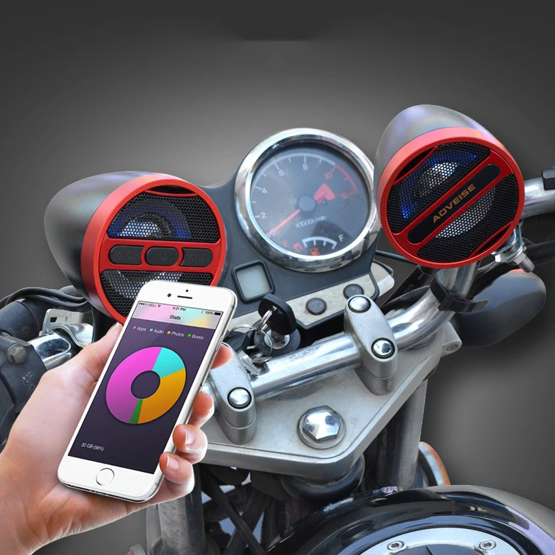 

Motorcycle Speaker Bluetooth Radio MP3 Player with Phone Charger Rainproof Audio For Motorbike