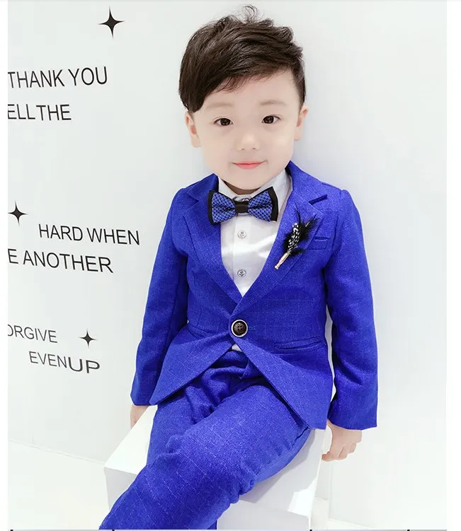 Kids Jacket Pants 2Pcs Formal Tuexdo Dress Boys Suits For Weddings Children's Day Chorus Show Formal Suit Piano Ceremony Costume