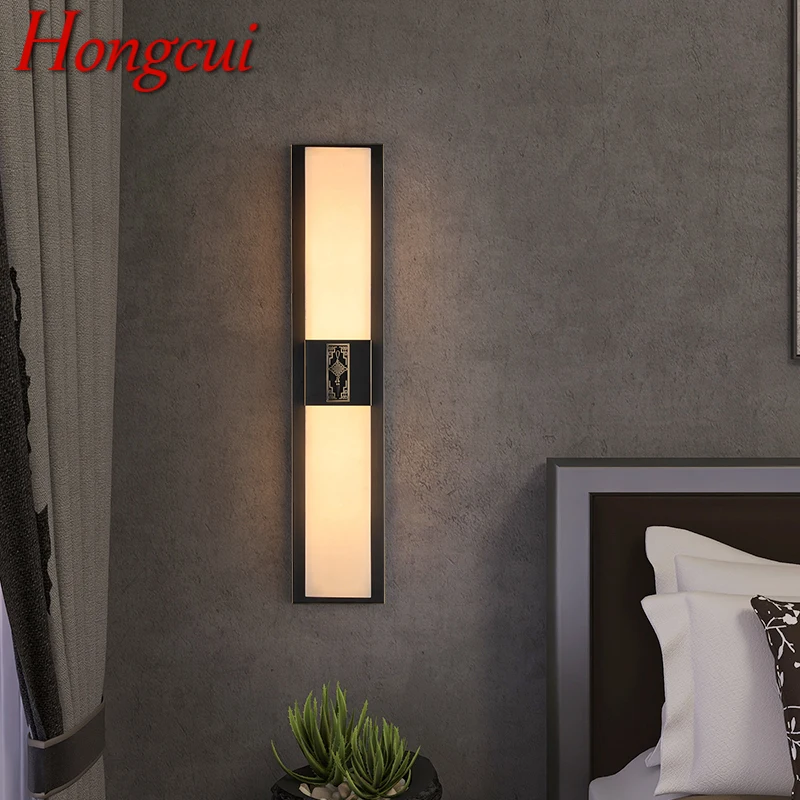 

Hongcui Brass Wall Light LED Modern Luxury Marble Sconces Fixture Indoor Decor for Home Bedroom Living Room Corridor