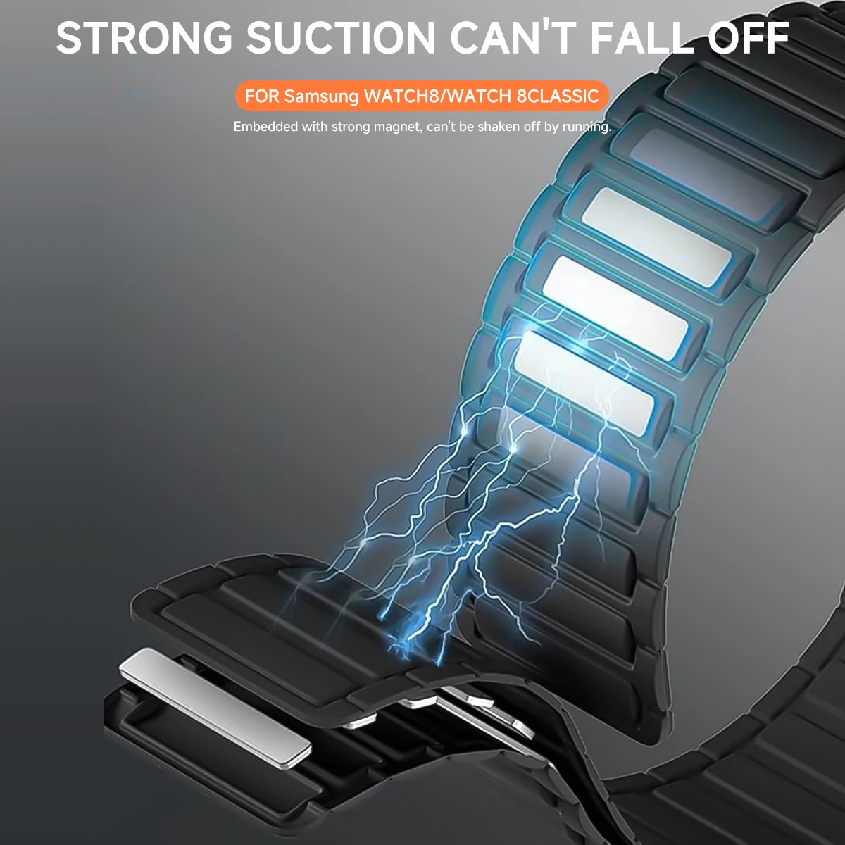 サムスン Galaxy Watch 8 40mm 44mm Classic 46mm用スポーツシリコンバンド、Galaxy Watch Ultra 2025 47mm用マグネット式ブレスレット（Correa）