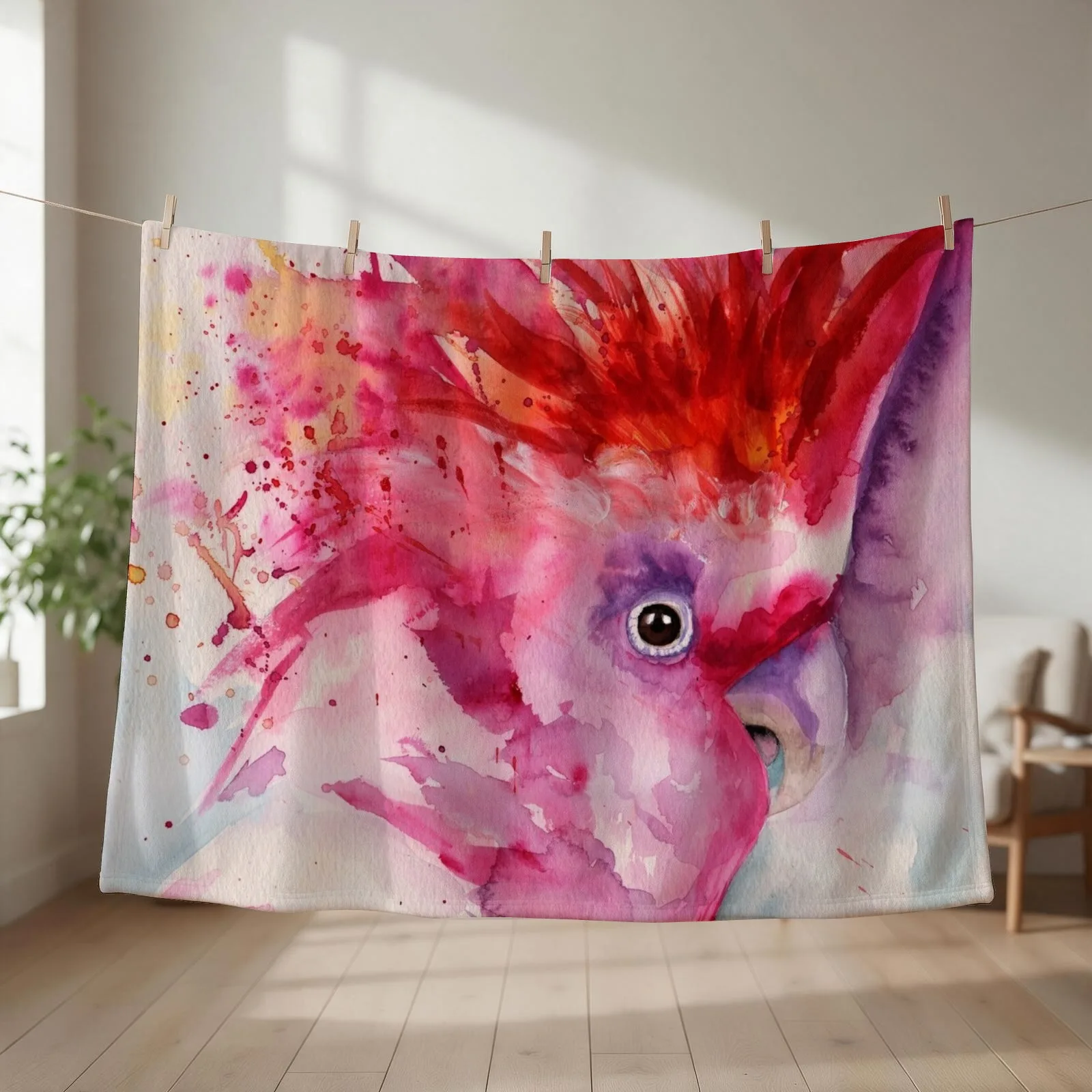 New Pink Cockatoo Throw Blanket Flannel Sofa Quilt Winter beds Decoratives Blankets