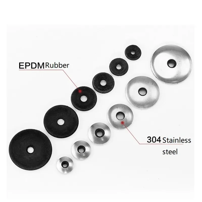 304 Stainless Steel Aluminum Galvanized EPDM Rubber Waterproof Washers Anti Slip Anti Loose Gaskets Drill Tail Screw