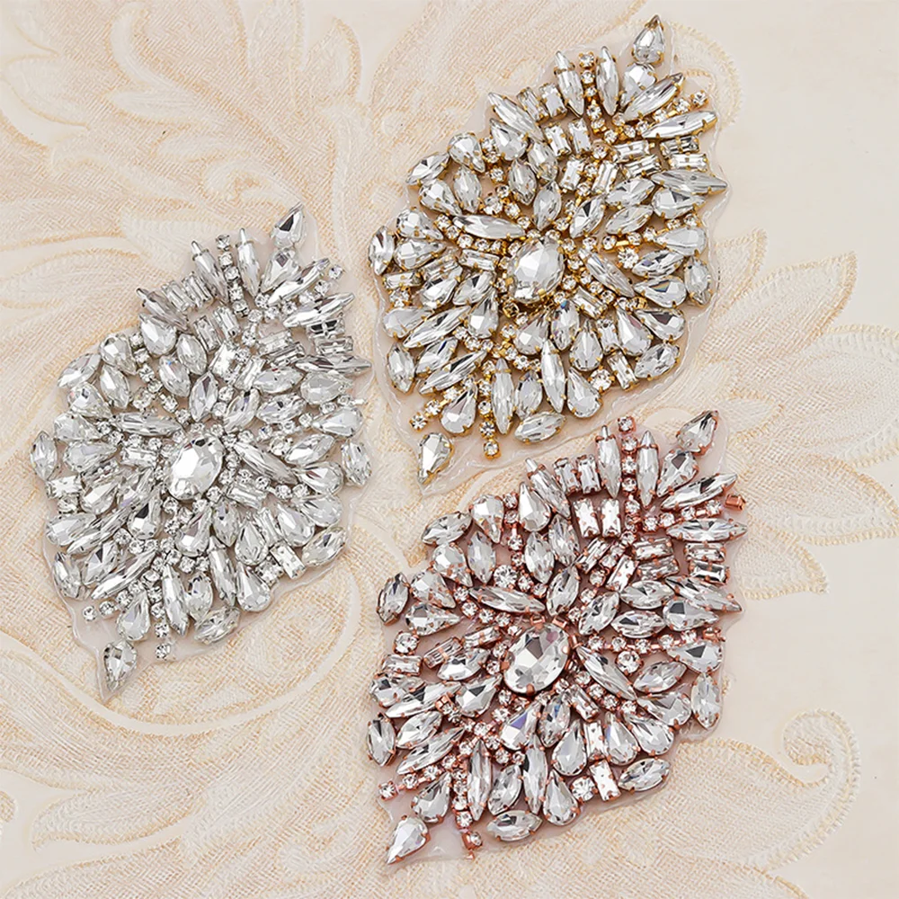 

Bling Bling Crystal Hot Iron Fix Adhesive Patch Garments Shoes Appliques Bridal Wedding Ribbon Accessories Decorations