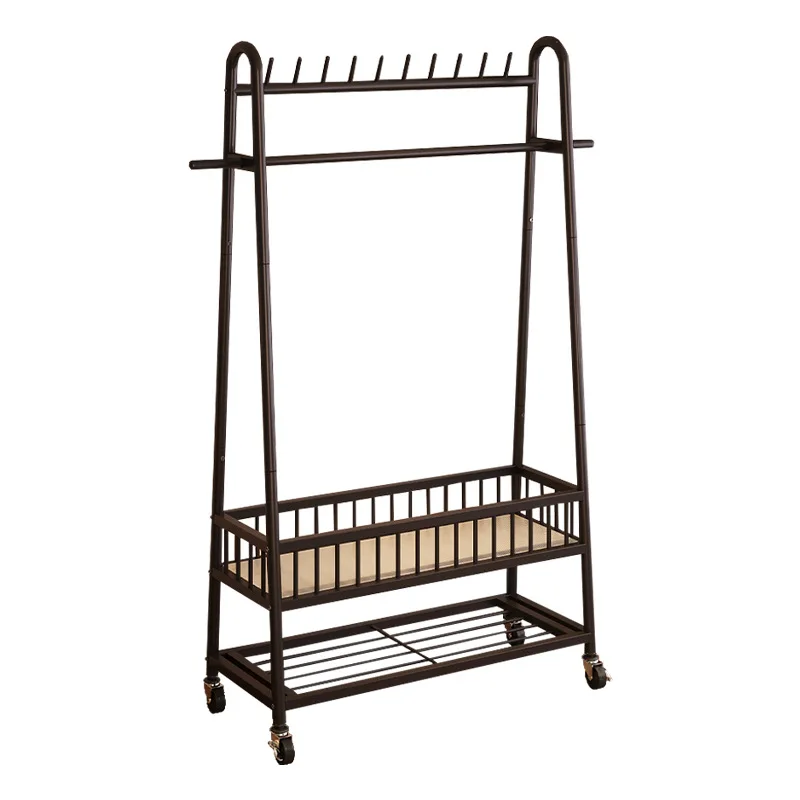 Cabide simples, rack de quarto, cabide móvel interno, rack de armazenamento de roupas de quarto, rack de secagem de ferro forjado para varanda.