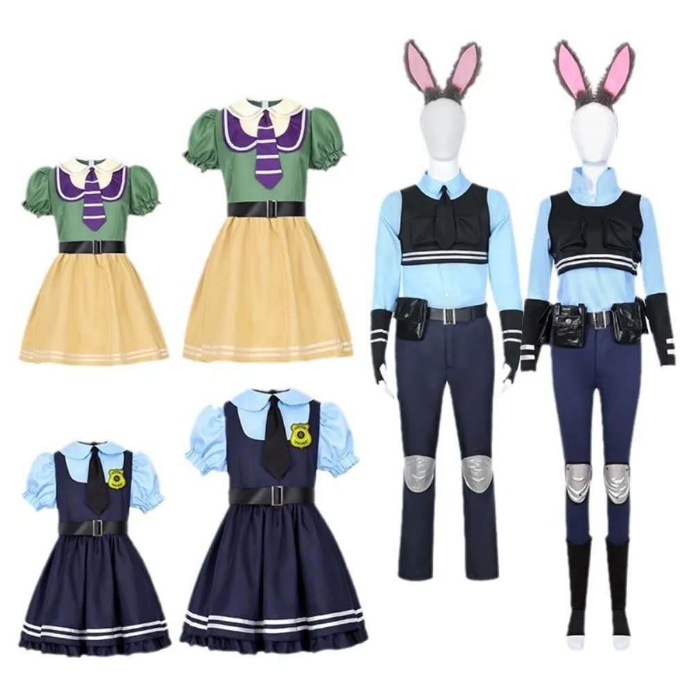 

Movie Crazy Animal City Cosplay Costume Judy Disguise Full Set for Adult Kids Dress Halloween Carnival Party Clothes Roleplay