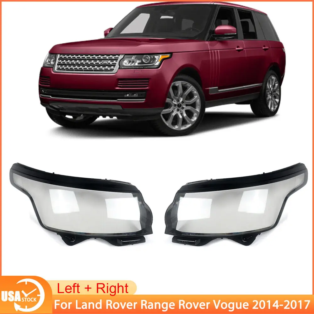 Left+Right Headlight Lens Covers For 2014-2017 Land Rover Range Rover Vogue