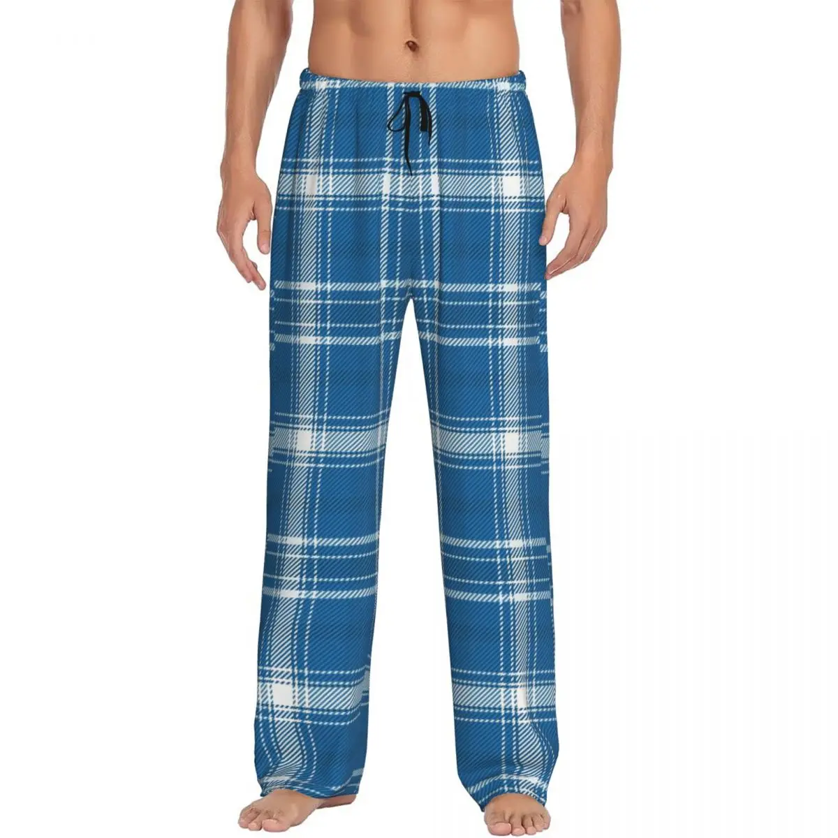 Personalizado impresso verificação xadrez tecido textura tartan padrão calças de pijama masculino dormir bottoms com bolsos