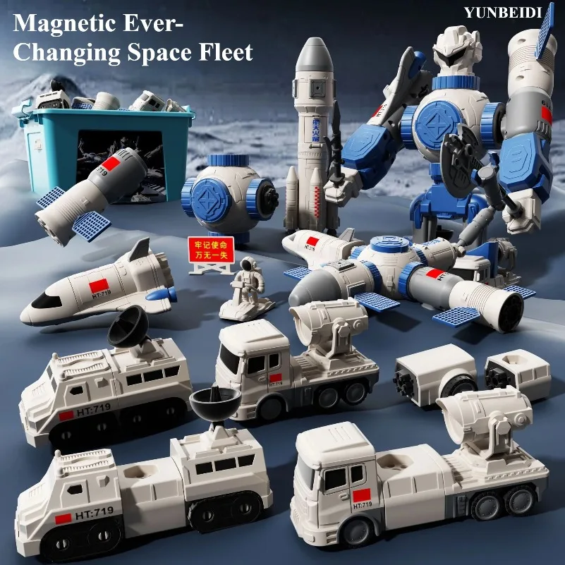 Deformazione magnetica per bambini Ingegneria Auto Robot Building Block Toy Set Multi Style Puzzle Macchinari di assemblaggio Mech Toy Gift