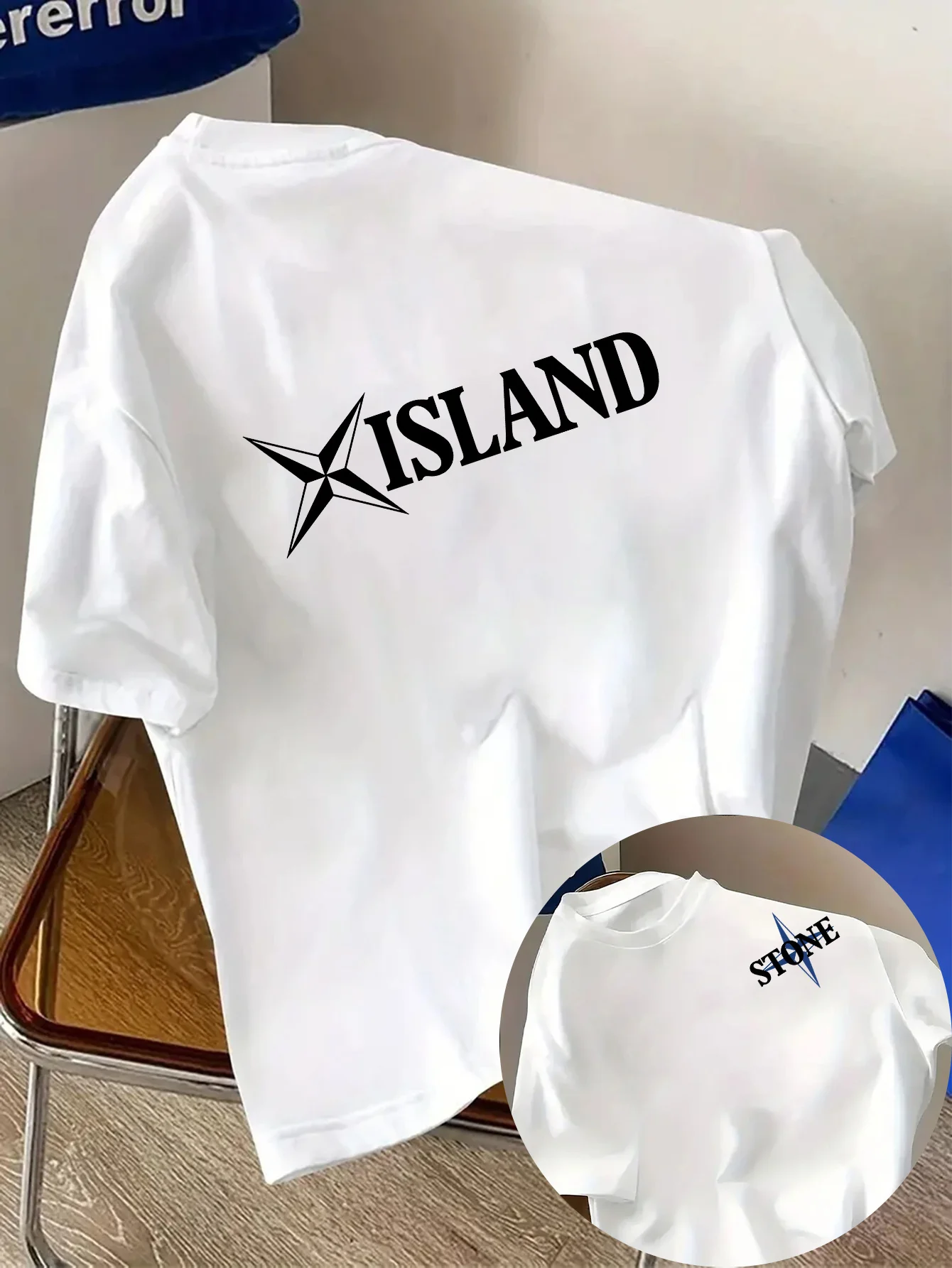 

Мужская хлопковая футболка — двусторонняя футболка с буквенным принтом и буквенным принтом, повседневная уличная одежда, женская с короткими рукавами