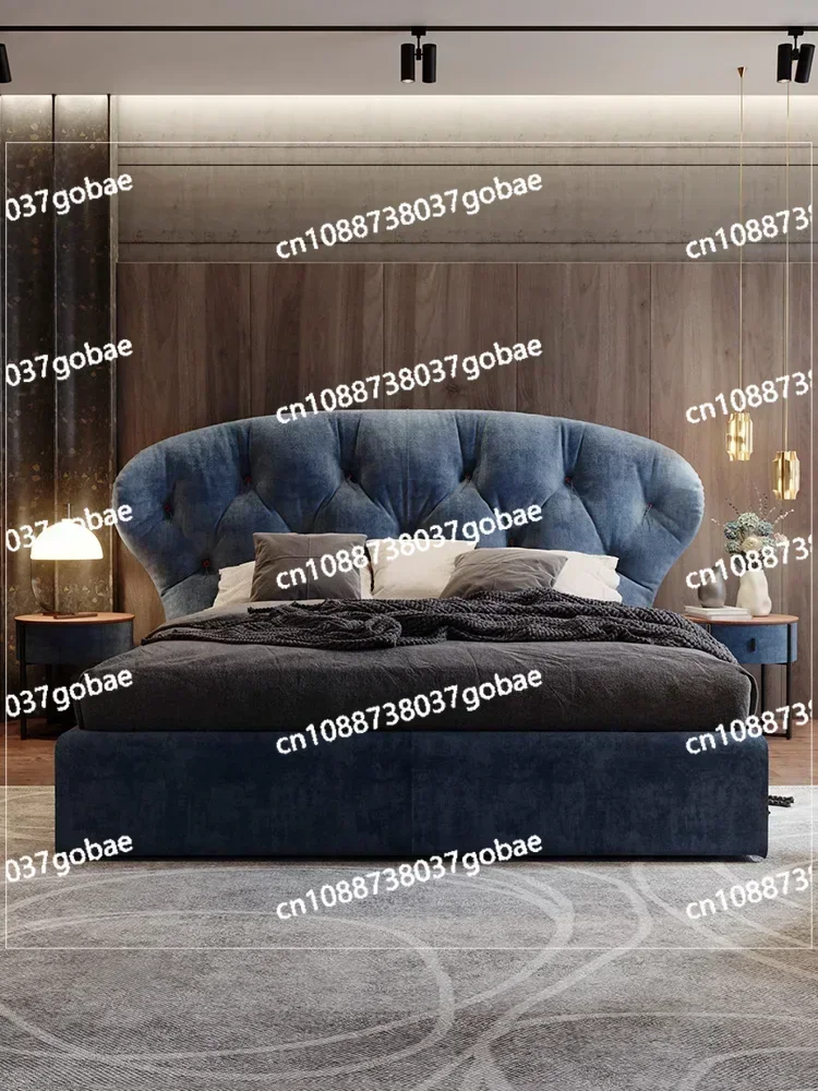 Light Luxury Cloth Bed with Big Backrest and Soft Package Modern Simple Size Household Technology Cloth Bed Double Wedding Bed